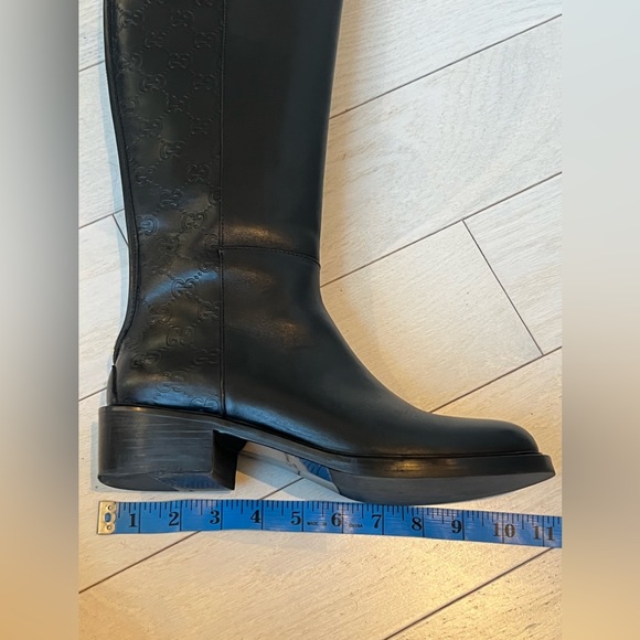 GUCCI GG BLACK LEATHER RIDING BOOTS - Picture 15 of 17